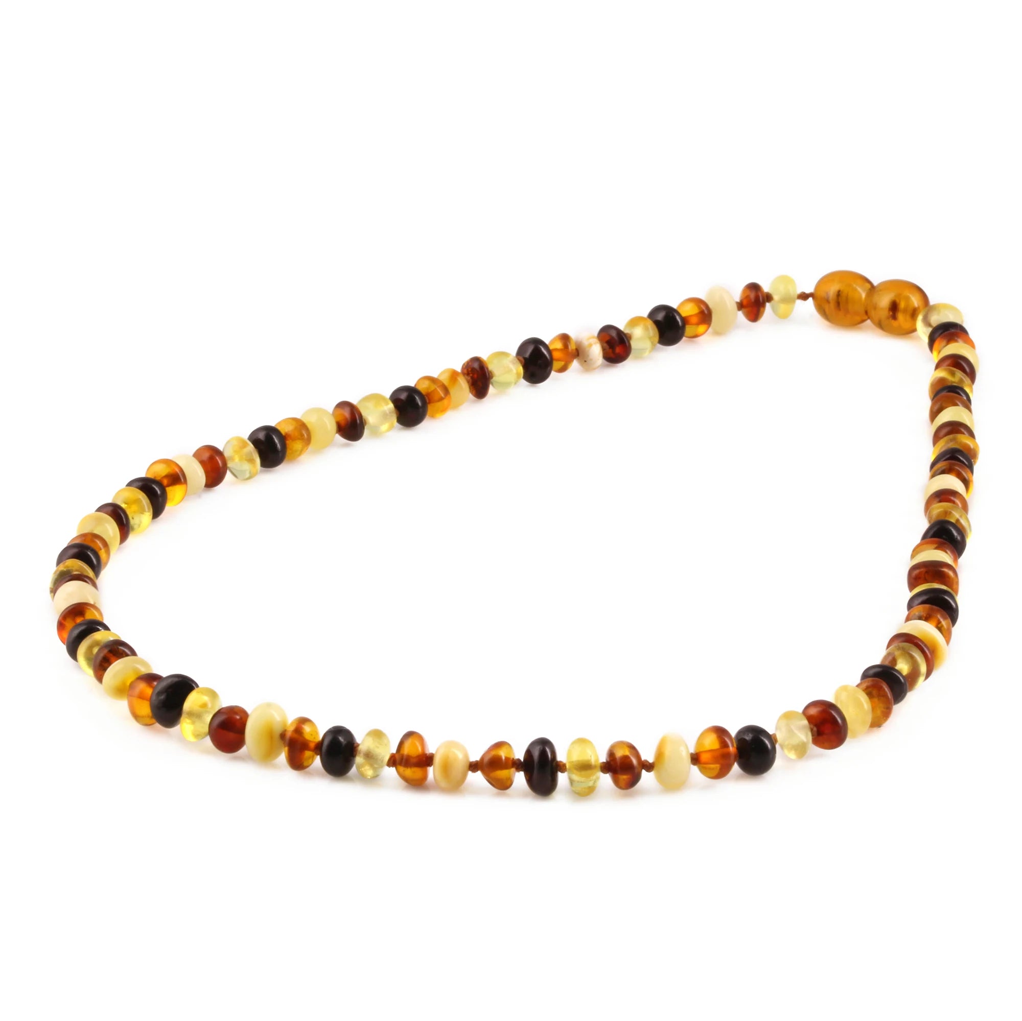 Baltic Amber Junior Necklace Roundel Multicolor Glossy Finish - Wholesale Lot of 10pcs - 38cm / 15in - XR53M
