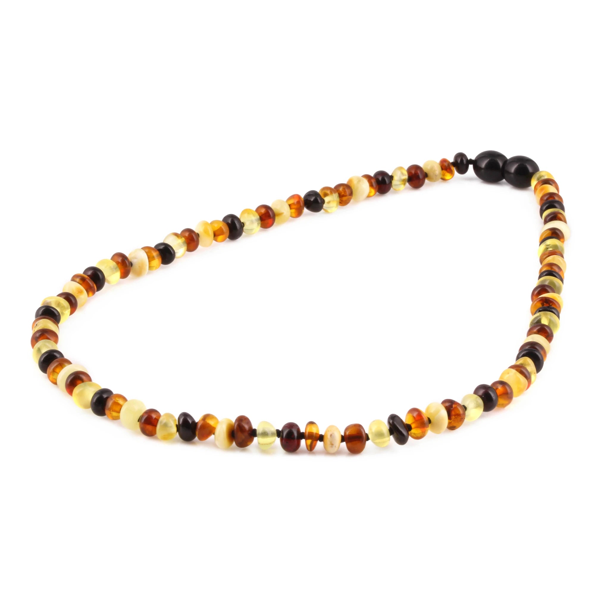 Baltic Amber Junior Necklace Roundel Multicolor Glossy Finish - Wholesale Lot of 10pcs - 38cm / 15in - XR53M2