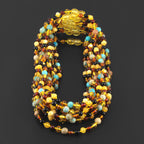 BALTIC AMBER JUNIOR NECKLACES WITH LAKE BLUE IMPERIAL JASPER LOT OF 10pcs. JN96