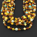 BALTIC AMBER JUNIOR NECKLACES WITH LAKE BLUE IMPERIAL JASPER LOT OF 10pcs. JN96