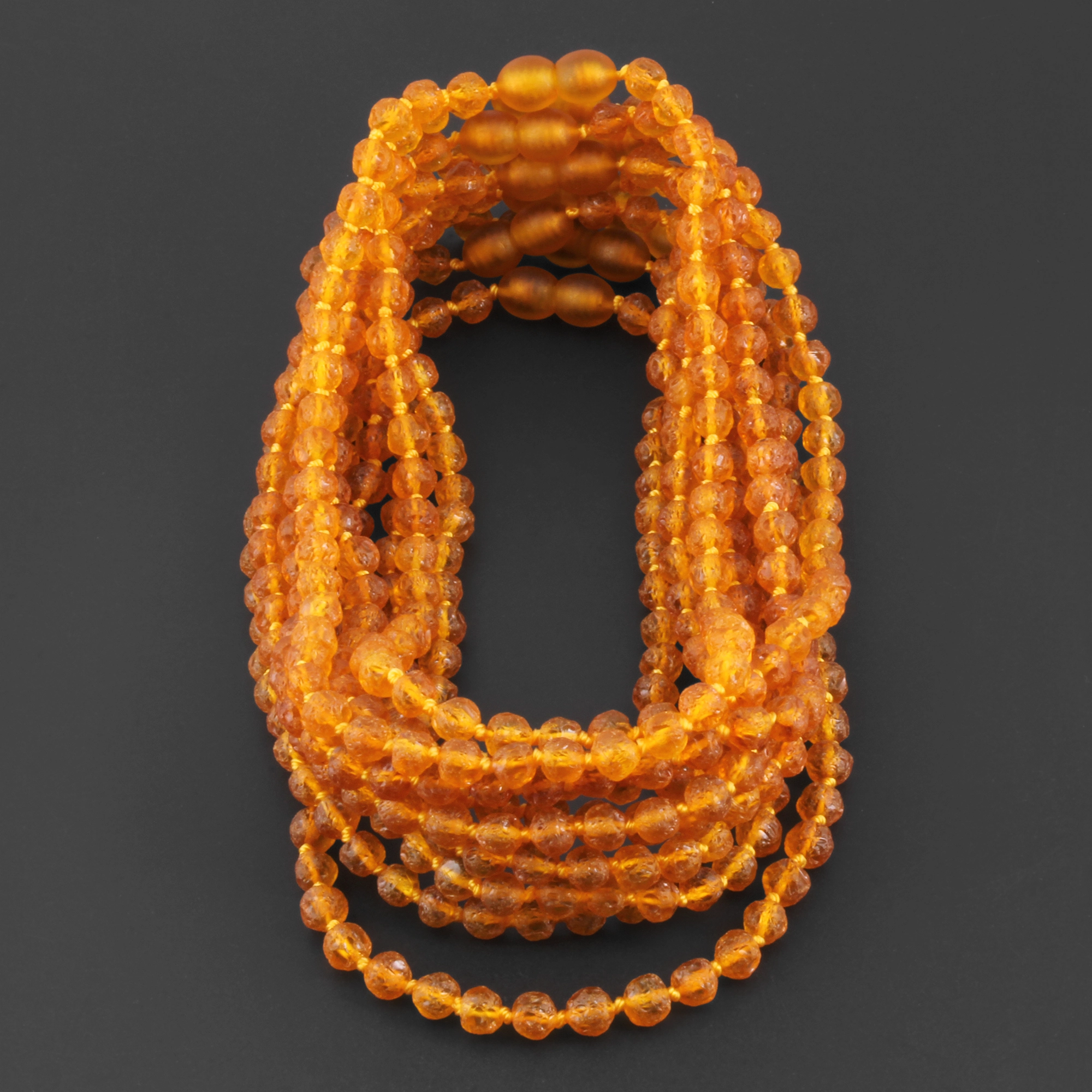 Baltic Amber Junior Necklace Baroque Light Cognac Raw Finish - Wholesale Lot of 10pcs - 38cm / 15in - XB54LC-RAW