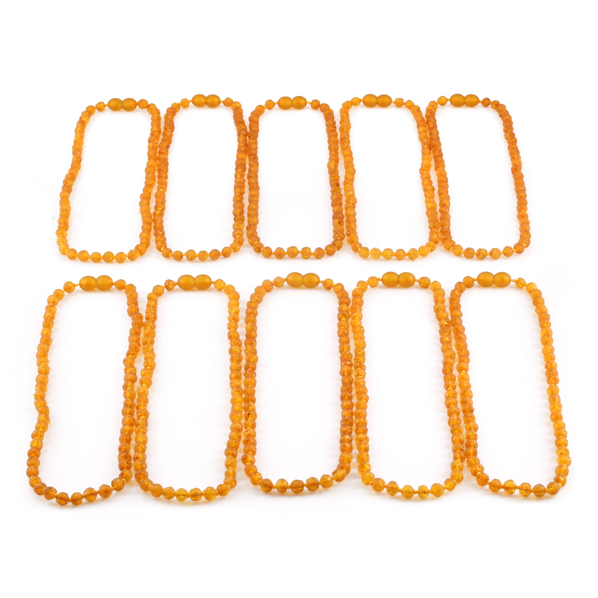 Baltic Amber Junior Necklace Baroque Light Cognac Raw Finish - Wholesale Lot of 10pcs - 38cm / 15in - XB54LC-RAW