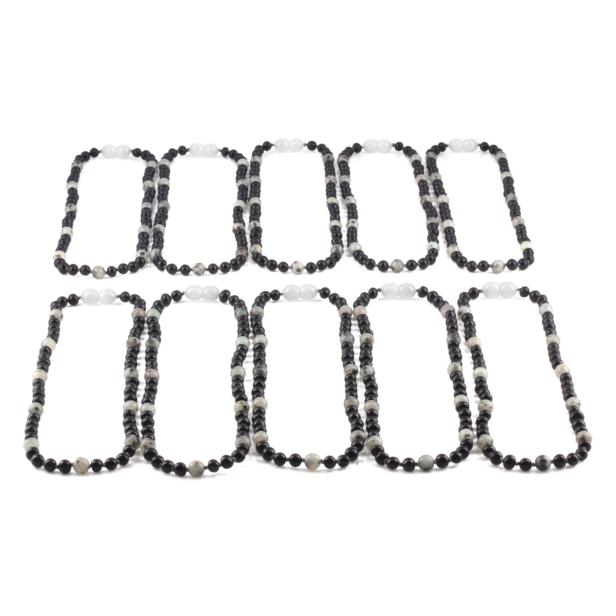 BALTIC AMBER JUNIOR NECKLACES WITH KIWI JASPER LOT OF 10pcs. JN90