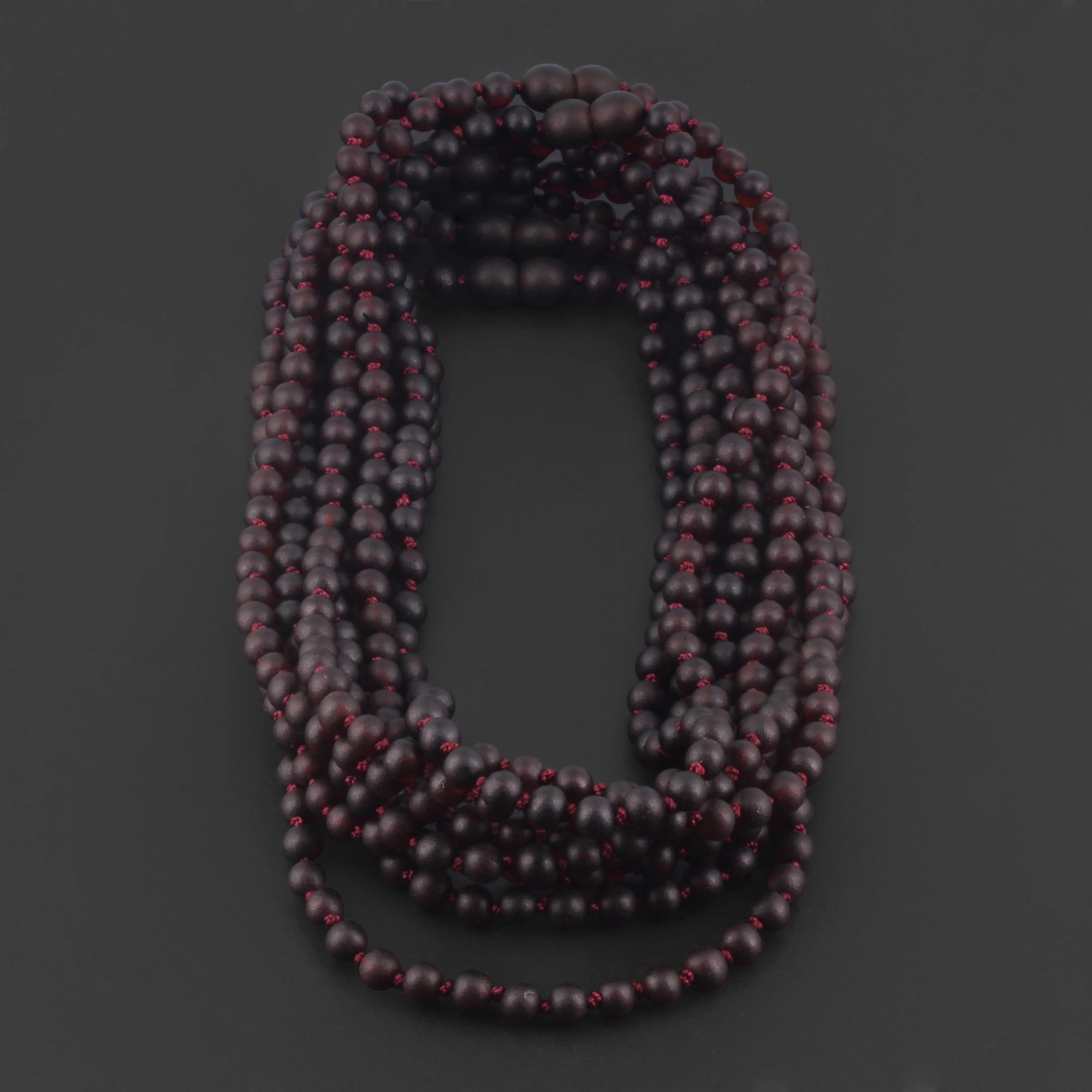 Baltic Amber Junior Necklace Baroque Dark Cognac Matte Finish - Wholesale Lot of 10pcs - 38cm / 15in - XB54DCM