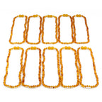 Baltic Amber Junior Necklace Baroque Light Cognac Glossy Finish - Wholesale Lot of 10pcs - 38cm / 15in - XB43LC