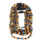 BALTIC AMBER JUNIOR NECKLACES WITH BLUE LACE AGATE LOT OF 10pcs. JN94
