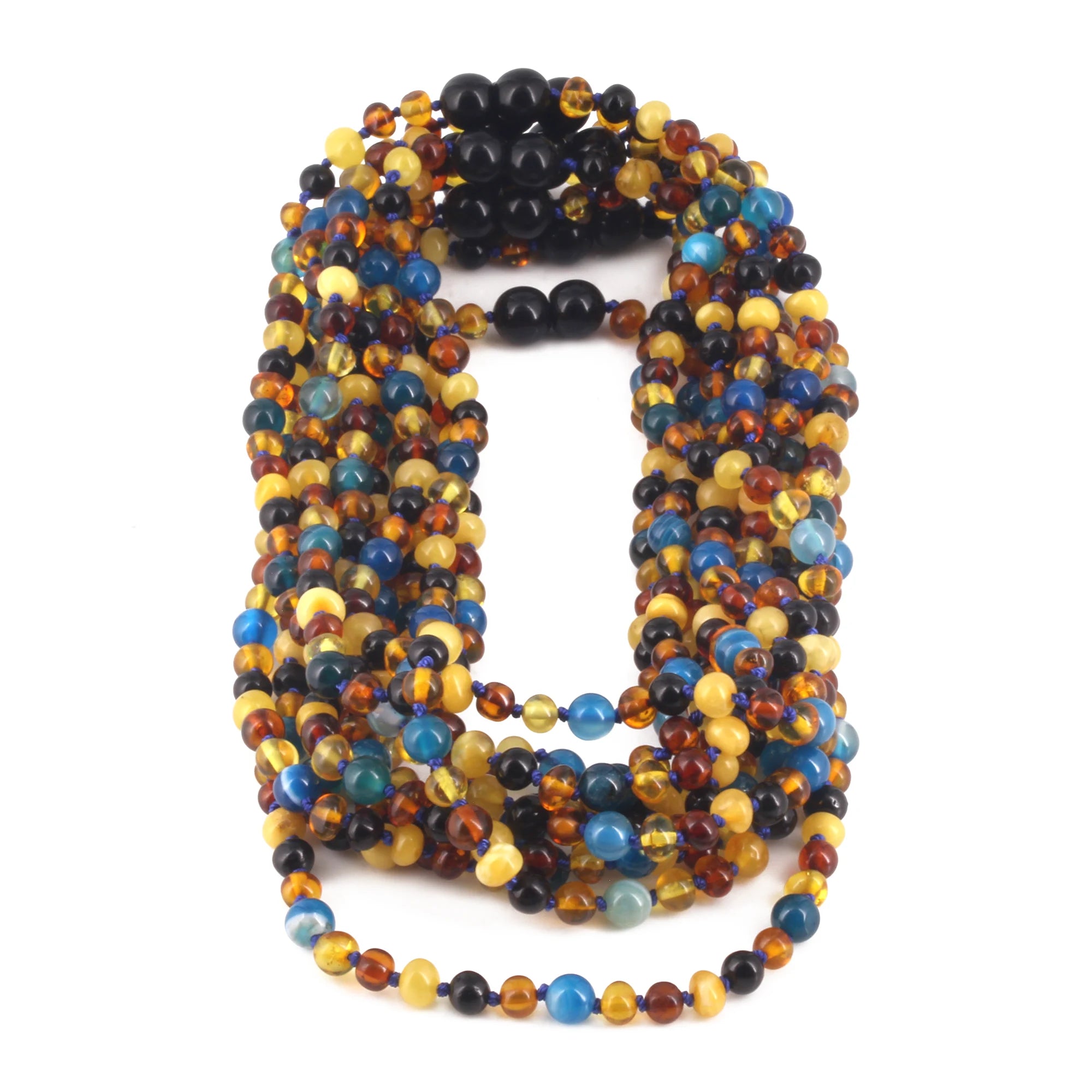 BALTIC AMBER JUNIOR NECKLACES WITH BLUE LACE AGATE LOT OF 10pcs. JN94