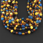 BALTIC AMBER JUNIOR NECKLACES WITH BLUE LACE AGATE LOT OF 10pcs. JN94