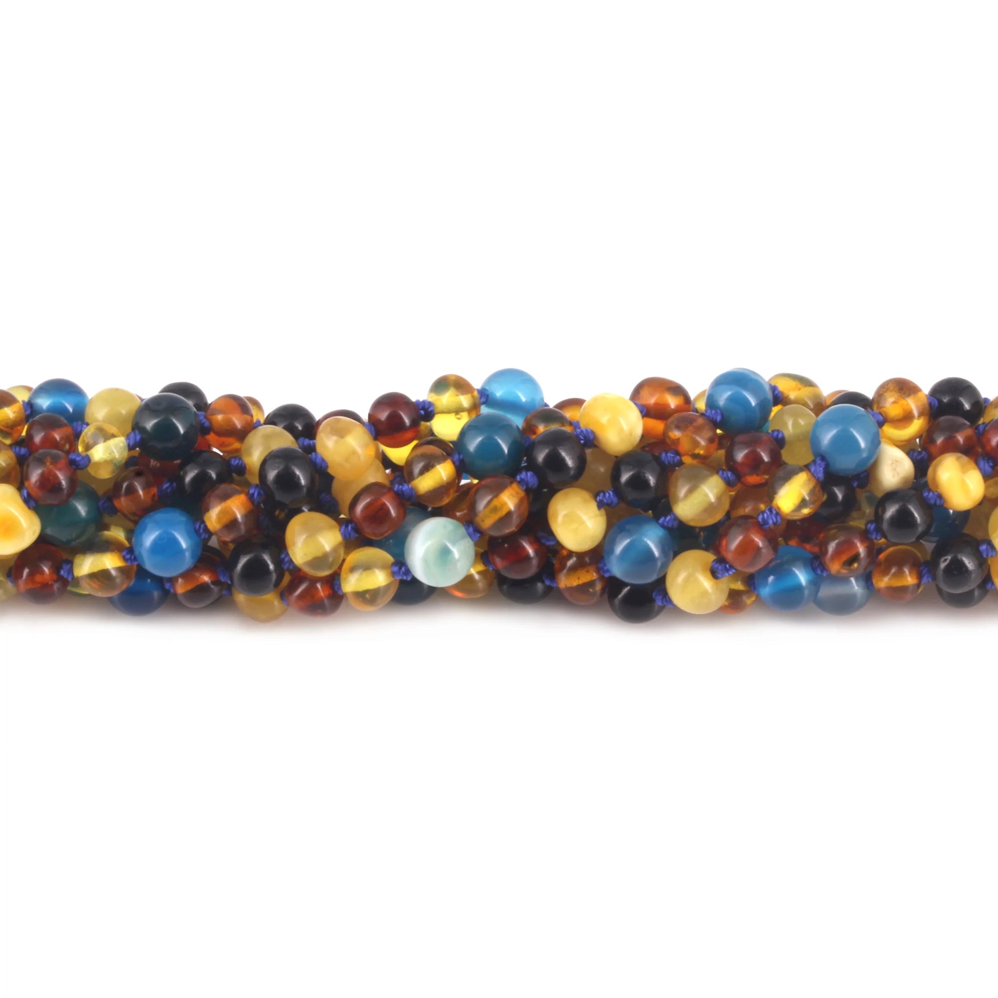 BALTIC AMBER JUNIOR NECKLACES WITH BLUE LACE AGATE LOT OF 10pcs. JN94