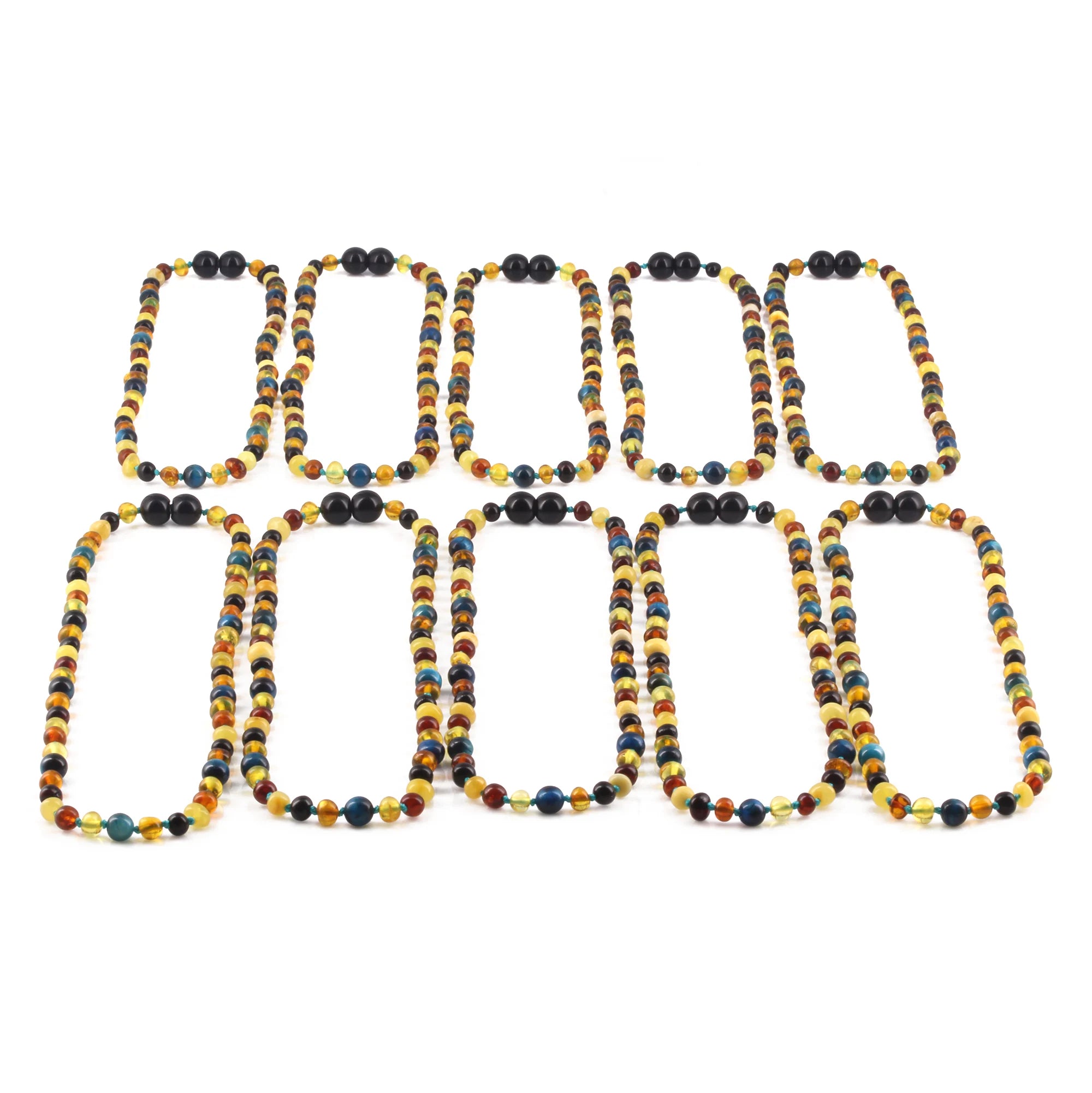 BALTIC AMBER JUNIOR NECKLACES WITH BLUE TIGER EYE LOT OF 10pcs. JN93
