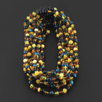 BALTIC AMBER JUNIOR NECKLACES WITH BLUE TIGER EYE LOT OF 10pcs. JN93