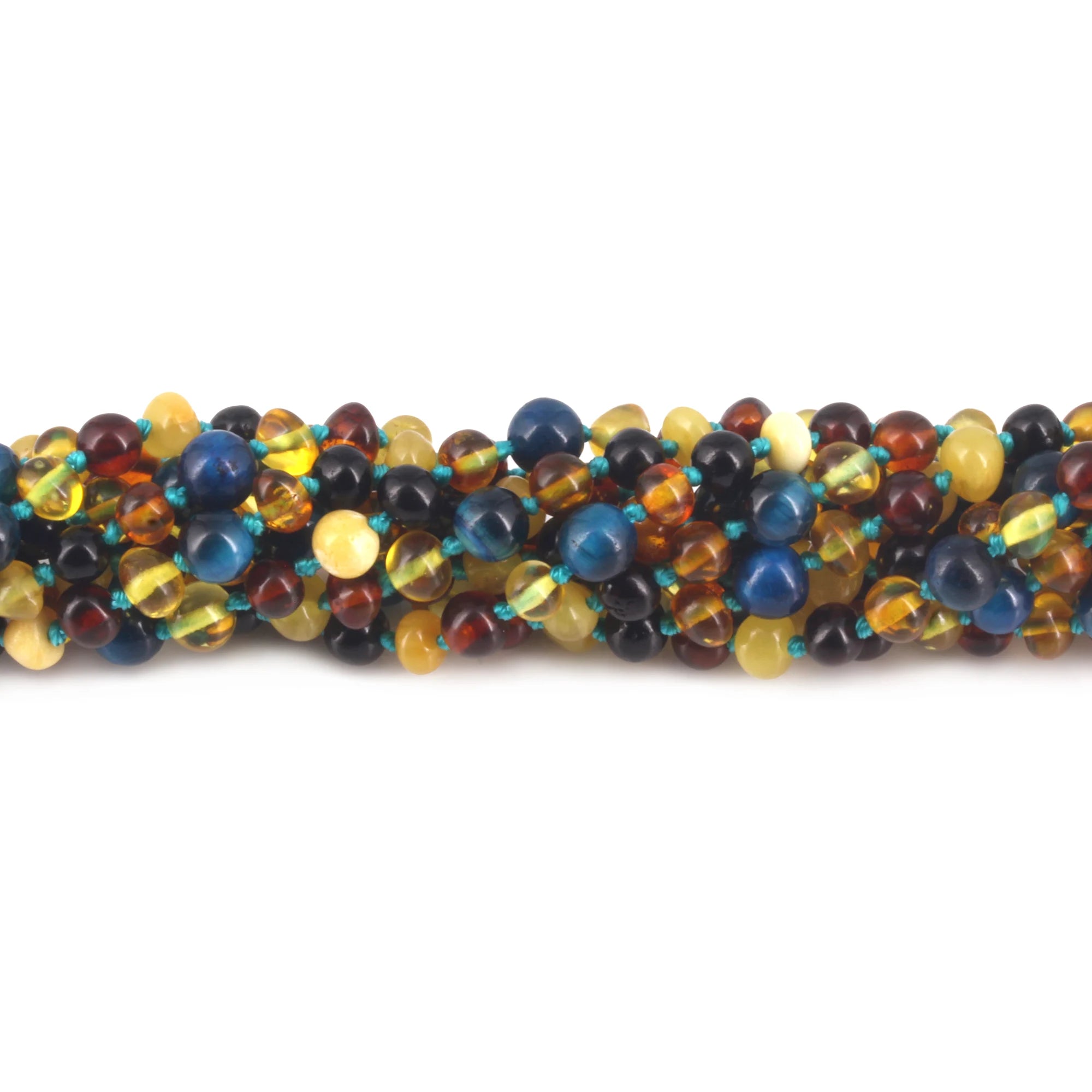 BALTIC AMBER JUNIOR NECKLACES WITH BLUE TIGER EYE LOT OF 10pcs. JN93