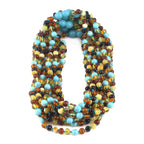 BALTIC AMBER JUNIOR NECKLACES WITH TURQUOISE LOT OF 10pcs. JN95