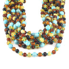 BALTIC AMBER JUNIOR NECKLACES WITH TURQUOISE LOT OF 10pcs. JN95