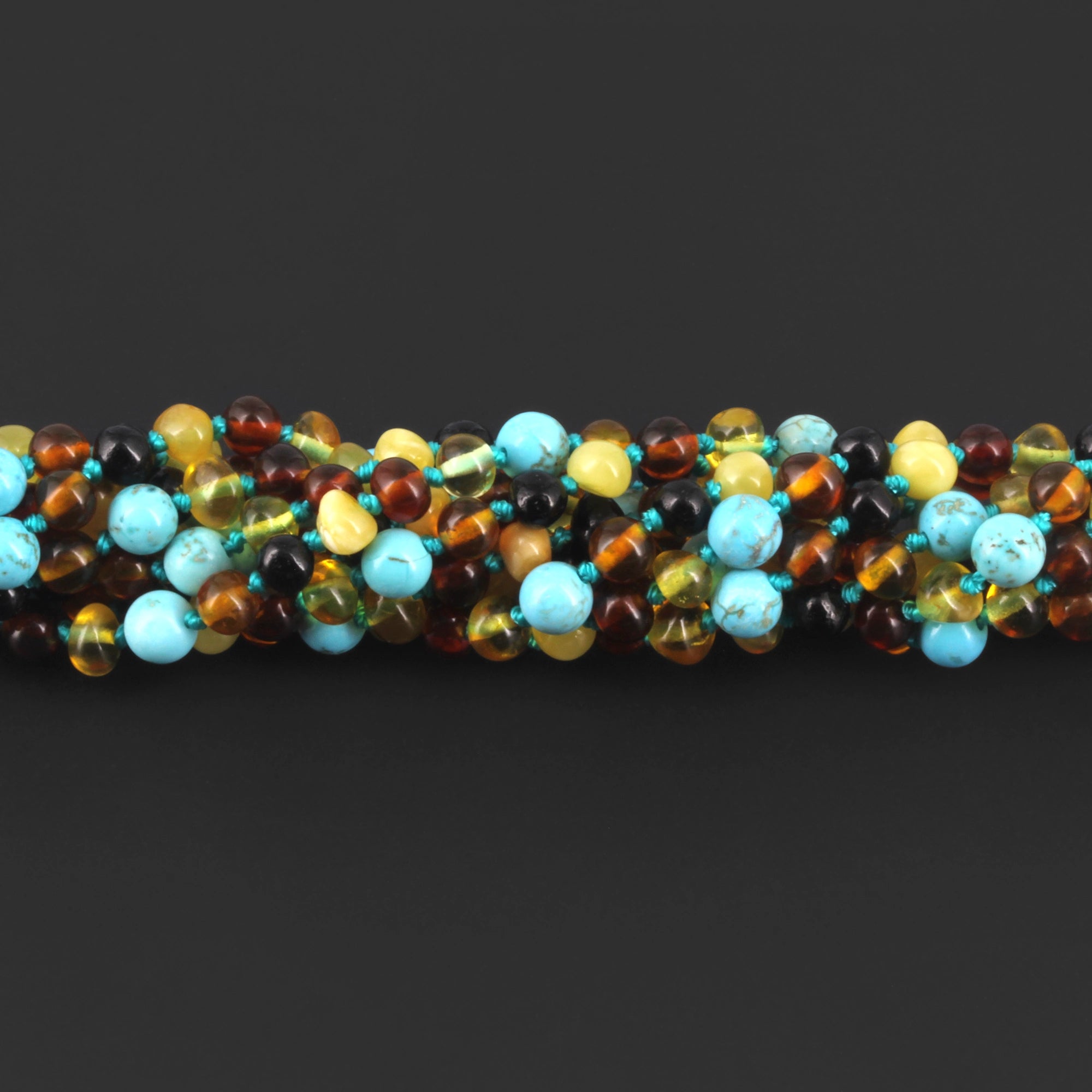 BALTIC AMBER JUNIOR NECKLACES WITH TURQUOISE LOT OF 10pcs. JN95