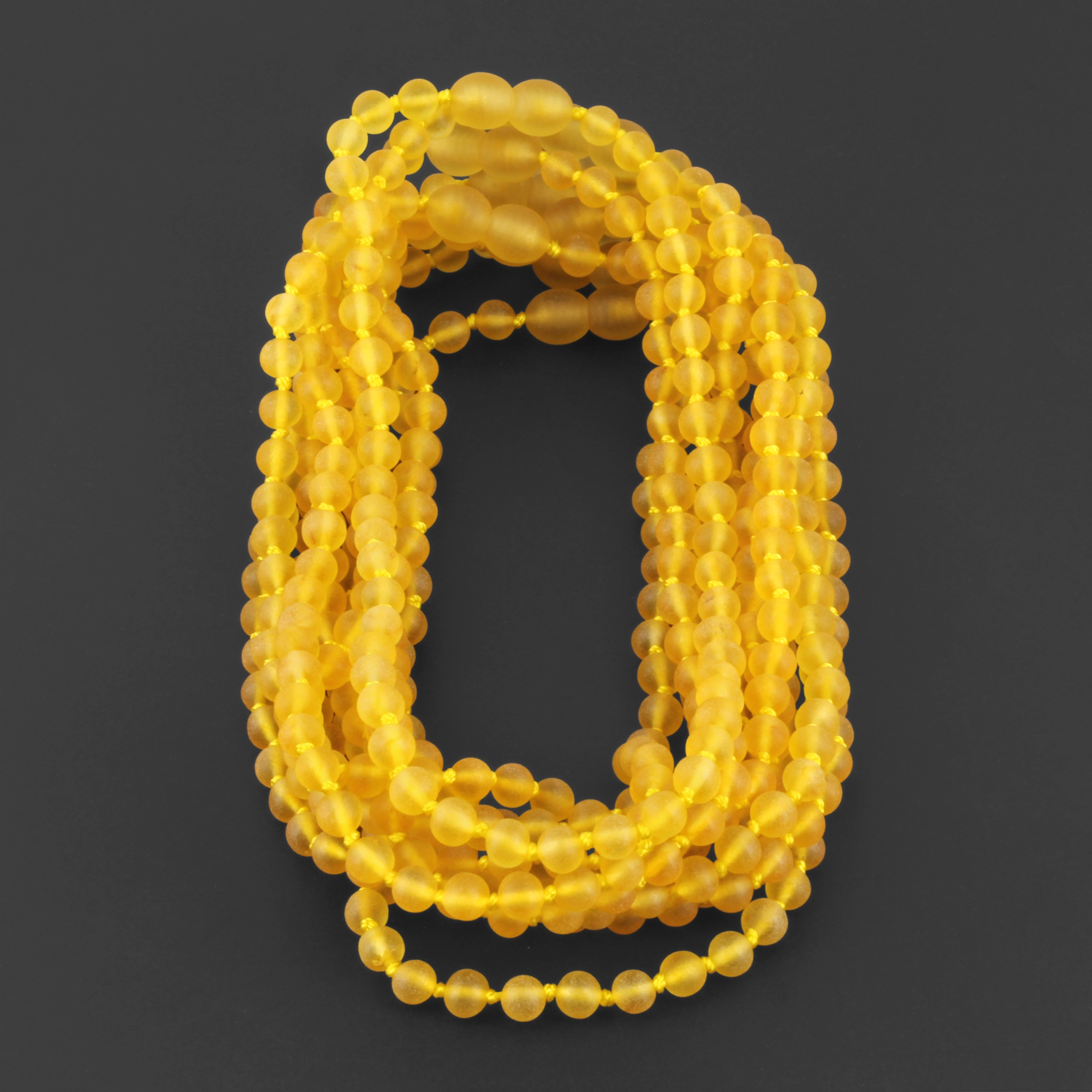 Baltic Amber Junior Necklace Baroque Yellow Matte Finish - Wholesale Lot of 10pcs - 38cm / 15in - XB54YM