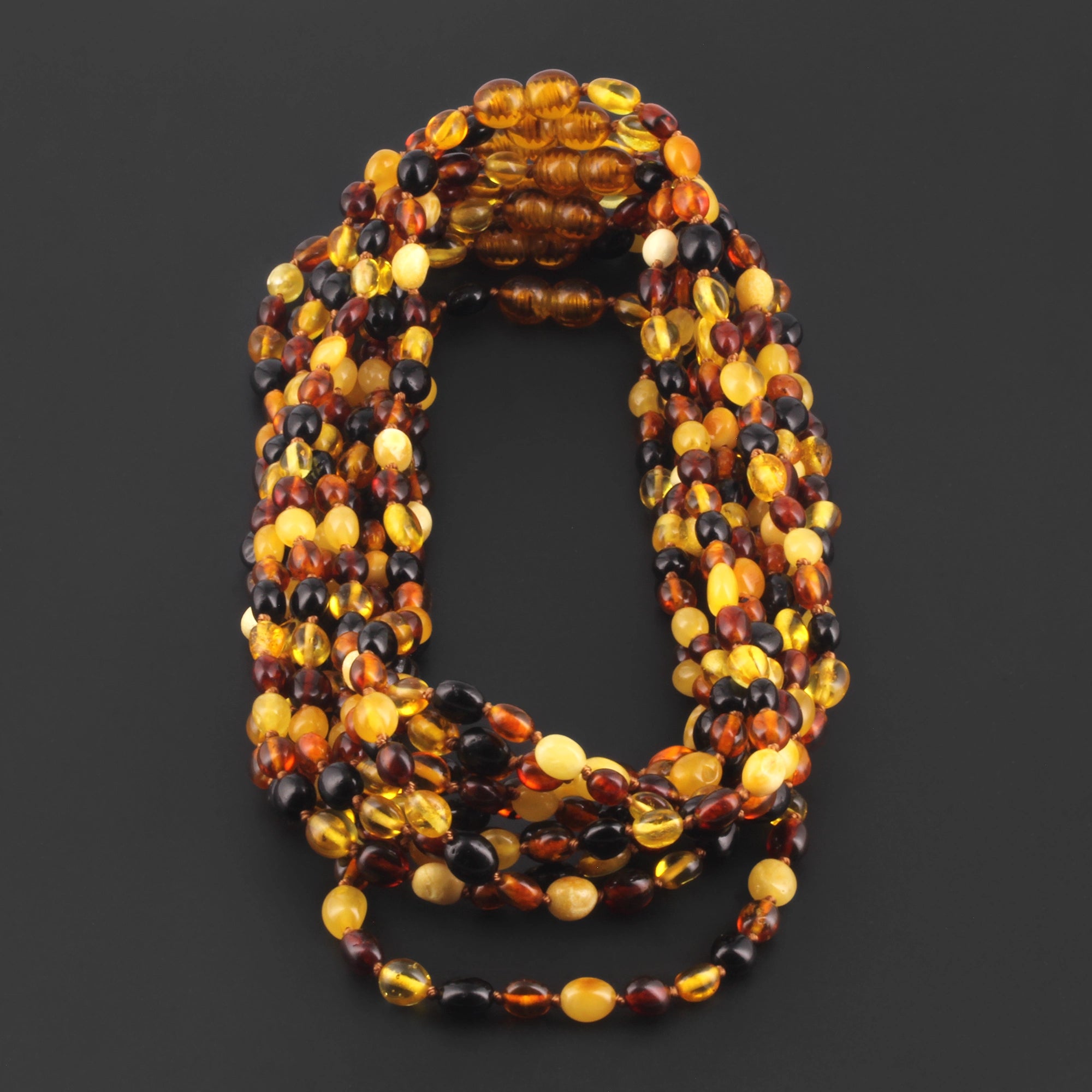 BALTIC AMBER JUNIOR NECKLACES LOT OF 10pcs - OLIVE. XO54M