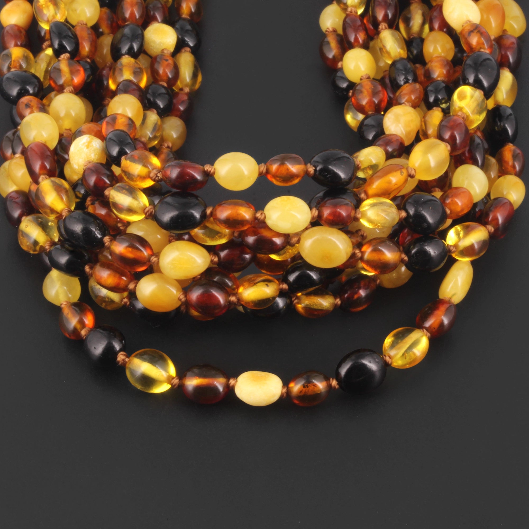 BALTIC AMBER JUNIOR NECKLACES LOT OF 10pcs - OLIVE. XO54M