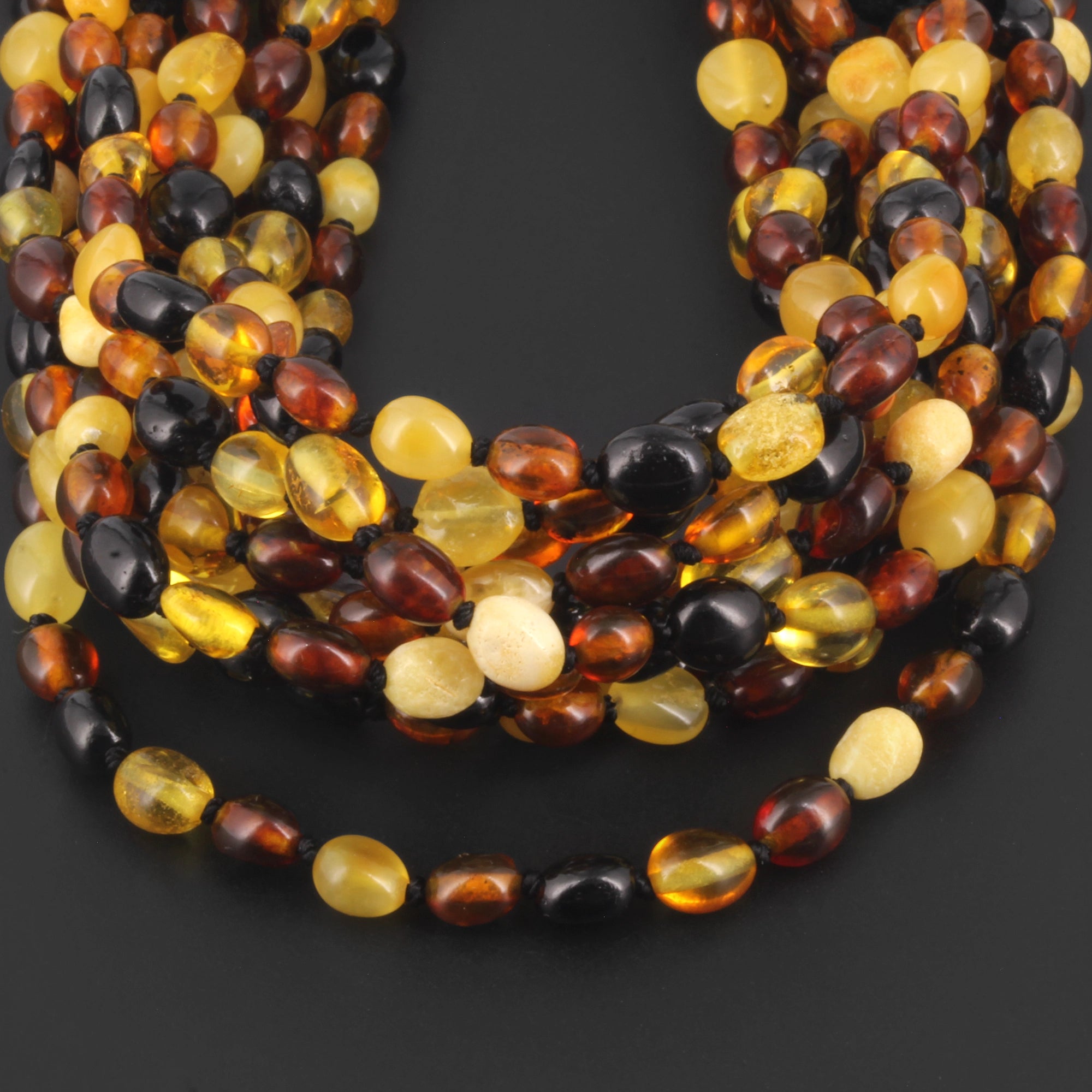 BALTIC AMBER JUNIOR NECKLACES LOT OF 10pcs - OLIVE. XO54M2