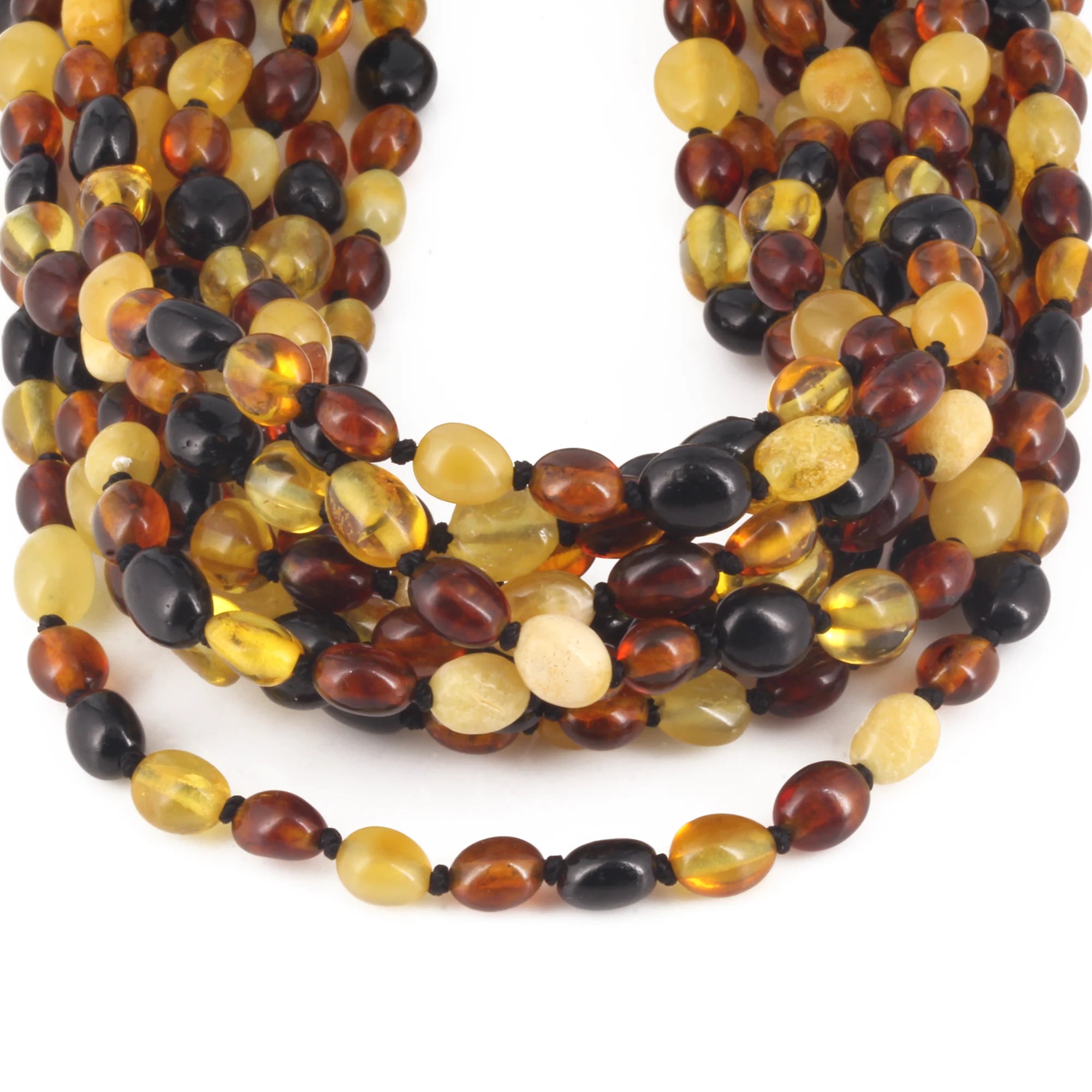 BALTIC AMBER JUNIOR NECKLACES LOT OF 10pcs - OLIVE. XO54M2