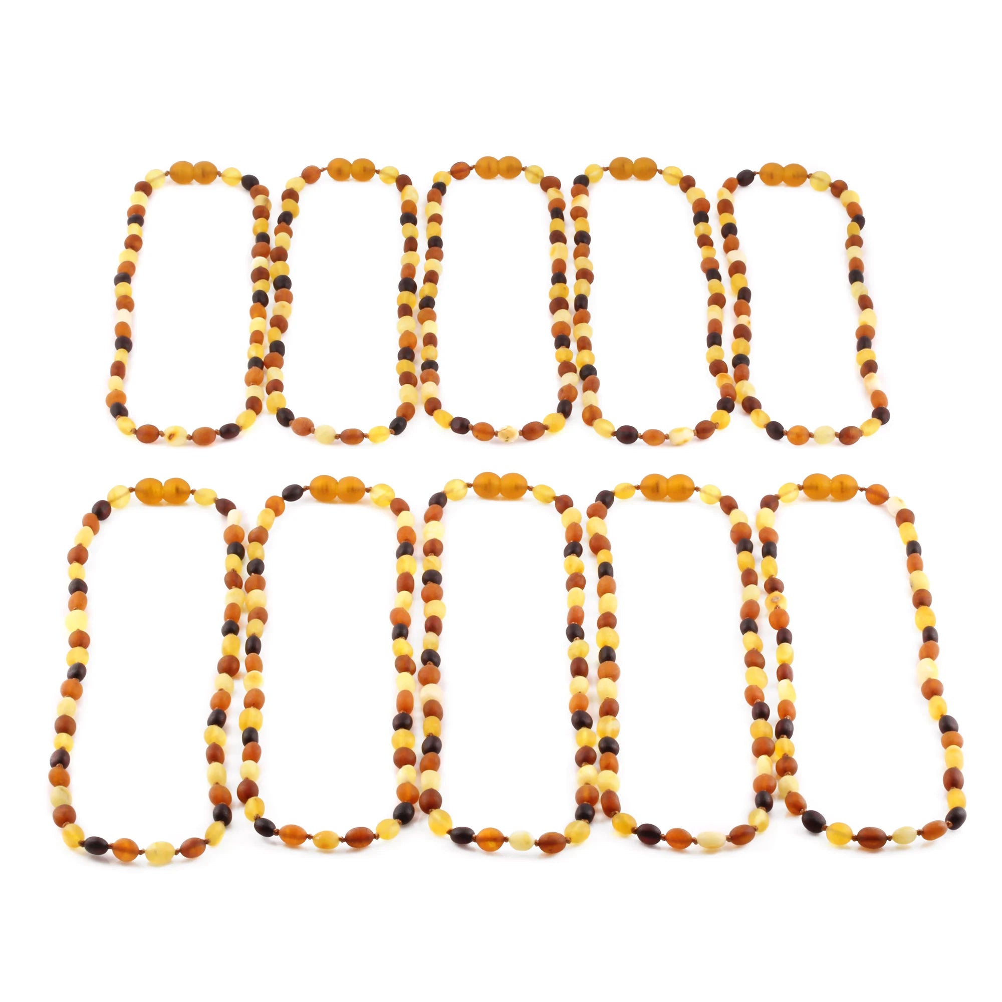 BALTIC AMBER JUNIOR NECKLACES LOT OF 10pcs - OLIVE. XO54MM