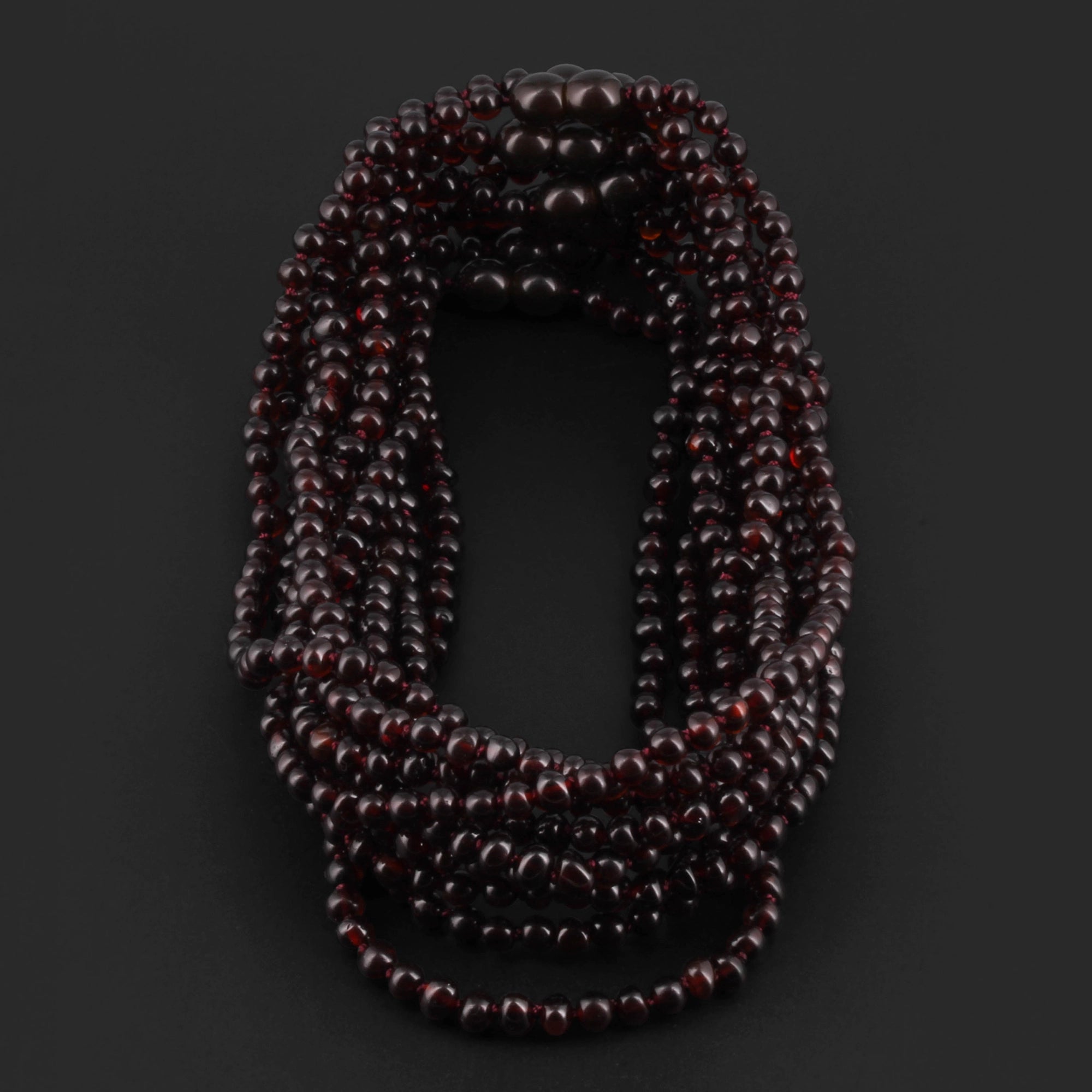 Baltic Amber Junior Necklace Baroque Dark Cognac Glossy Finish - Wholesale Lot of 10pcs - 38cm / 15in - XB43DC