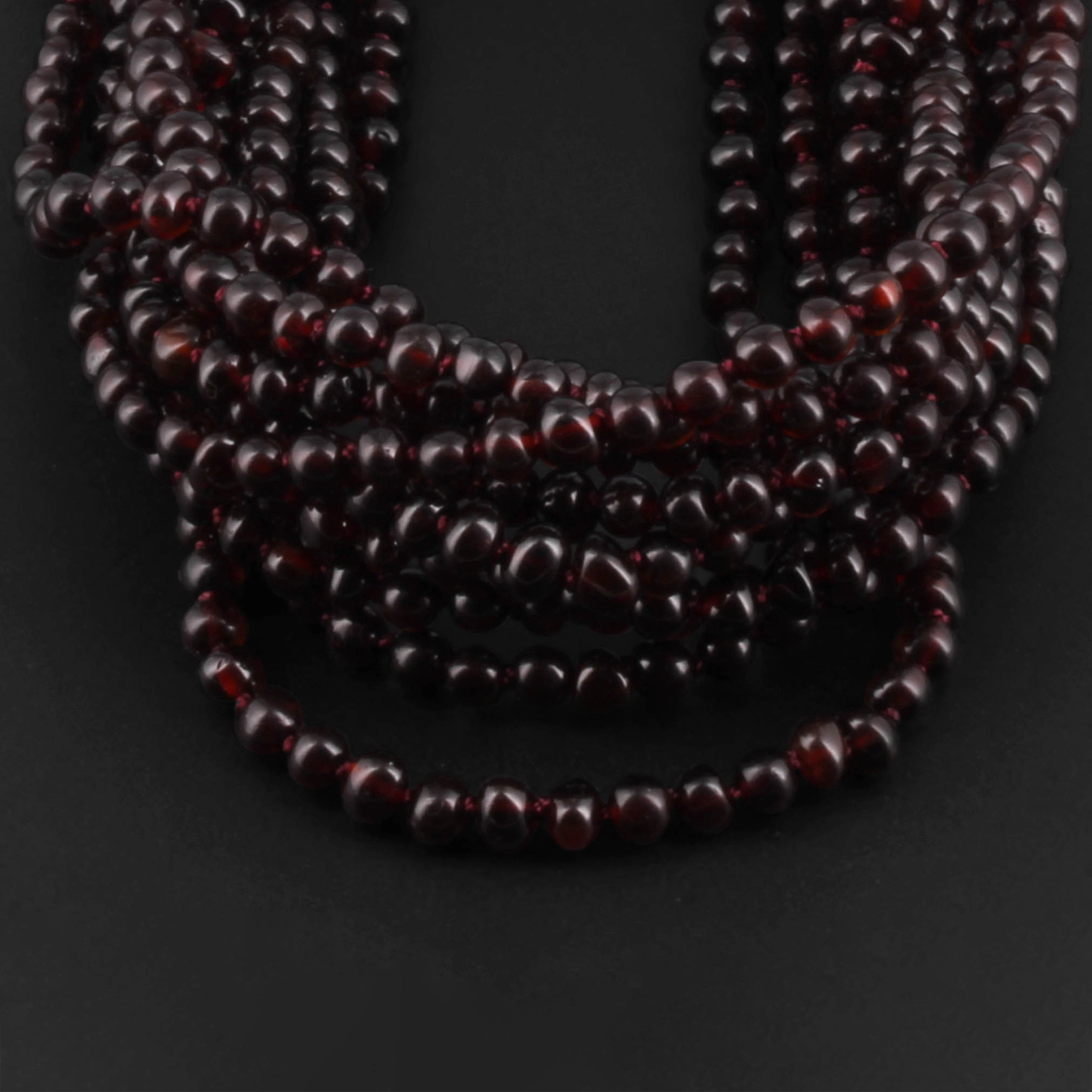 Baltic Amber Junior Necklace Baroque Dark Cognac Glossy Finish - Wholesale Lot of 10pcs - 38cm / 15in - XB43DC