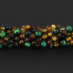 Baltic Amber & Green Tiger Eye Junior Necklace Baroque Multicolor Glossy Finish - Wholesale Lot of 10pcs - 38cm / 15in - JN103