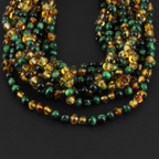 Baltic Amber & Green Tiger Eye Junior Necklace Baroque Multicolor Glossy Finish - Wholesale Lot of 10pcs - 38cm / 15in - JN103 V2