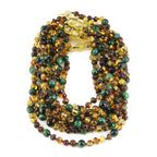 Baltic Amber & Green Tiger Eye Junior Necklace Baroque Multicolor Glossy Finish - Wholesale Lot of 10pcs - 38cm / 15in - JN103