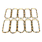 Baltic Amber & Green Tiger Eye Junior Necklace Baroque Multicolor Glossy Finish - Wholesale Lot of 10pcs - 38cm / 15in - JN103