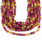 Baltic Amber & Magenta Tiger Eye Junior Necklace Baroque Multicolor Glossy Finish - Wholesale Lot of 10pcs - 38cm / 15in - JN102 V2