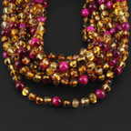 Baltic Amber & Magenta Tiger Eye Junior Necklace Baroque Multicolor Glossy Finish - Wholesale Lot of 10pcs - 38cm / 15in - JN102