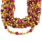 Baltic Amber & Magenta Tiger Eye Junior Necklace Baroque Multicolor Glossy Finish - Wholesale Lot of 10pcs - 38cm / 15in - JN102