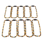 Baltic Amber & Blue Lace Agate Junior Necklace Baroque Multicolor Glossy Finish - Wholesale Lot of 10pcs - 38cm / 15in - JN94-S