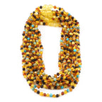 Baltic Amber & Gemstone Junior Necklace Baroque Multicolor Glossy Finish - Wholesale Lot of 10pcs - 38cm / 15in - JN96-S