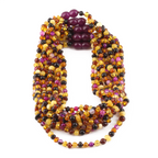 Baltic Amber & Pink Agate Junior Necklace Baroque Multicolor Glossy Finish - Wholesale Lot of 10pcs - 38cm / 15in - JN97-S