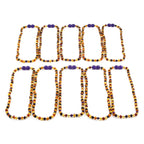 Baltic Amber & Purple Tiger Eye Junior Necklace Baroque Multicolor Glossy Finish - Wholesale Lot of 10pcs - 38cm / 15in - JN100-S