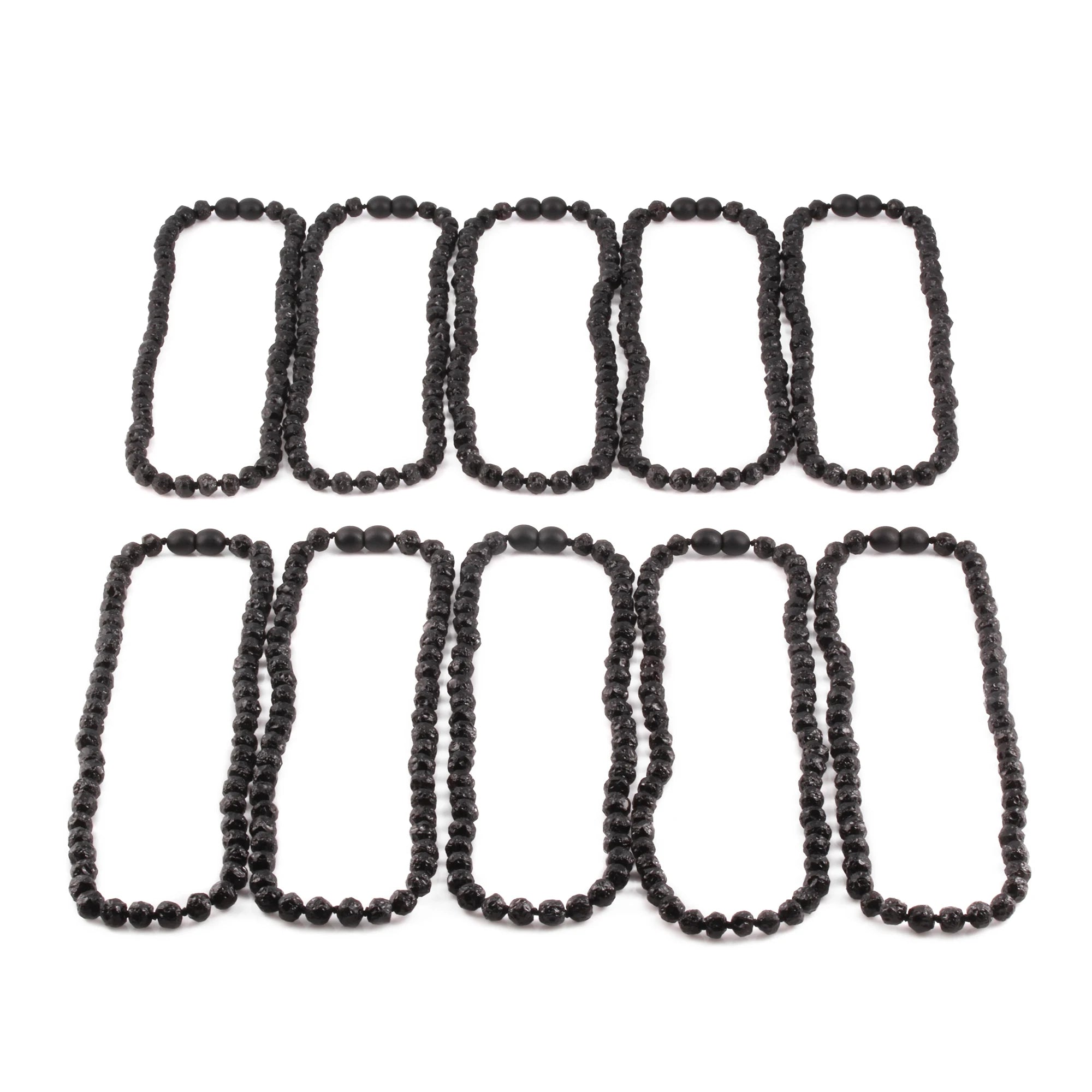 Baltic Amber Junior Necklace Baroque Black Raw Finish - Wholesale Lot of 10pcs - 38cm / 15in - XB54B-RAW