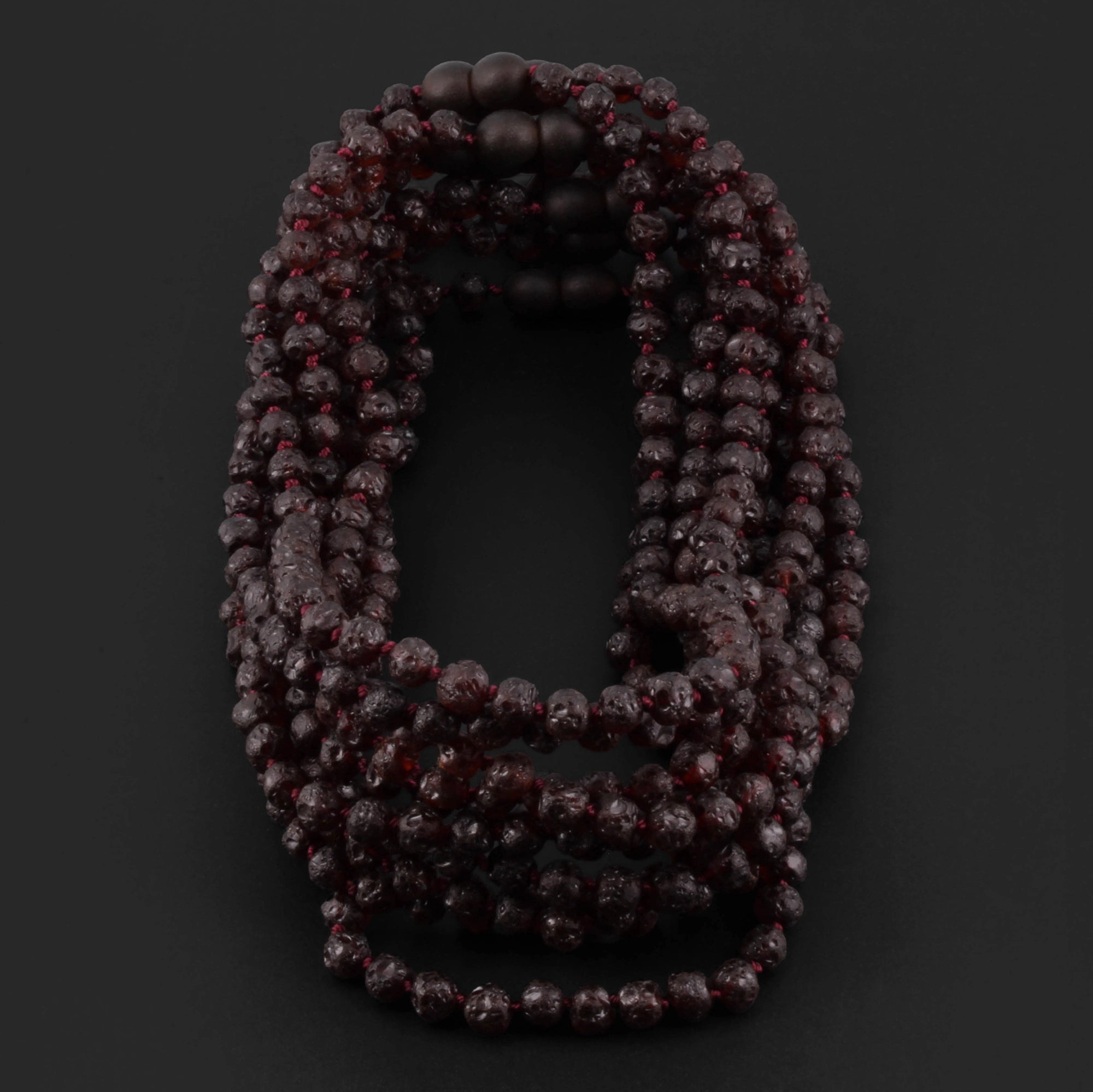 Baltic Amber Junior Necklace Baroque Dark Cognac Raw Finish - Wholesale Lot of 10pcs - 38cm / 15in - XB54DC-RAW