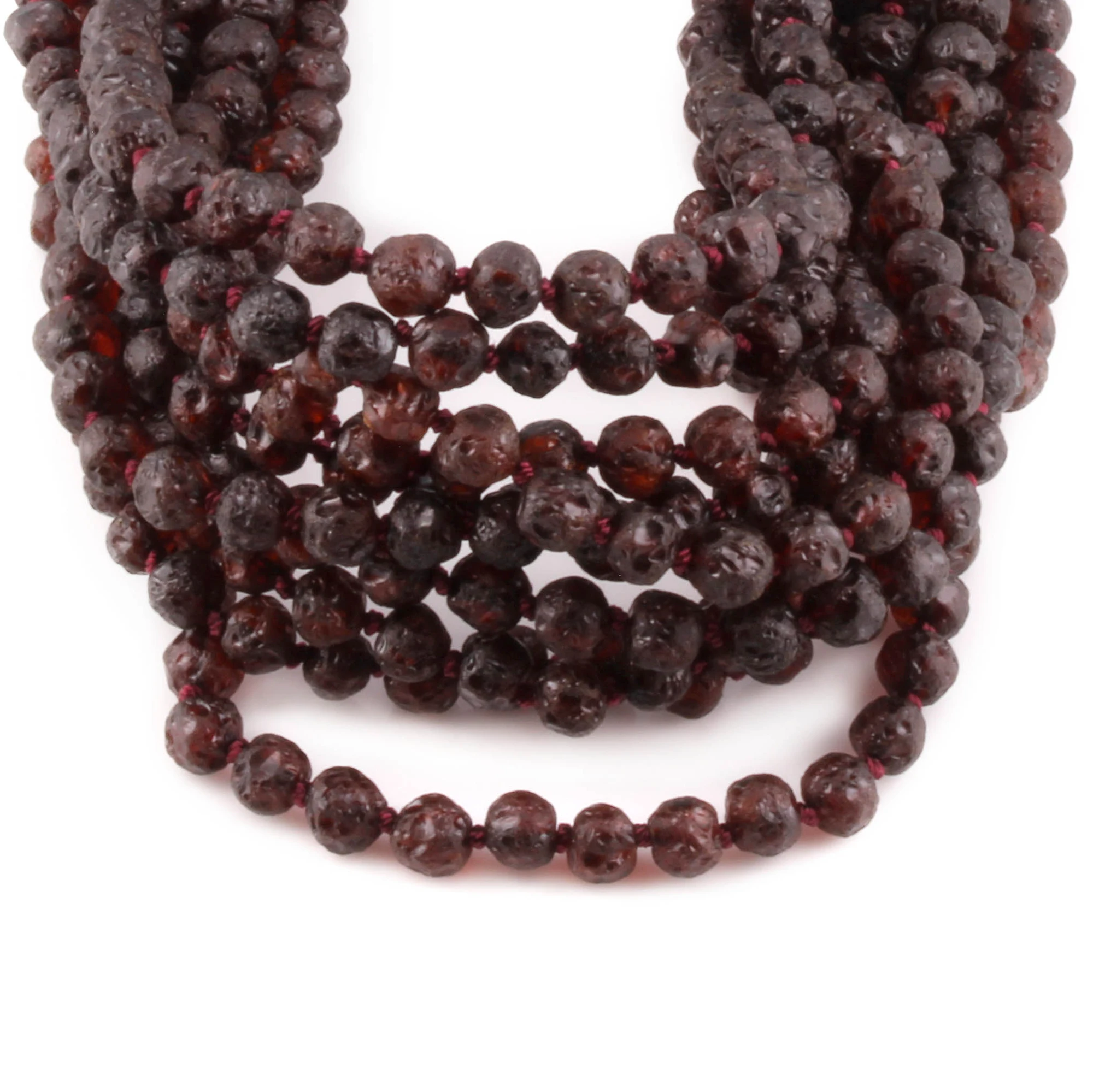 Baltic Amber Junior Necklace Baroque Dark Cognac Raw Finish - Wholesale Lot of 10pcs - 38cm / 15in - XB54DC-RAW