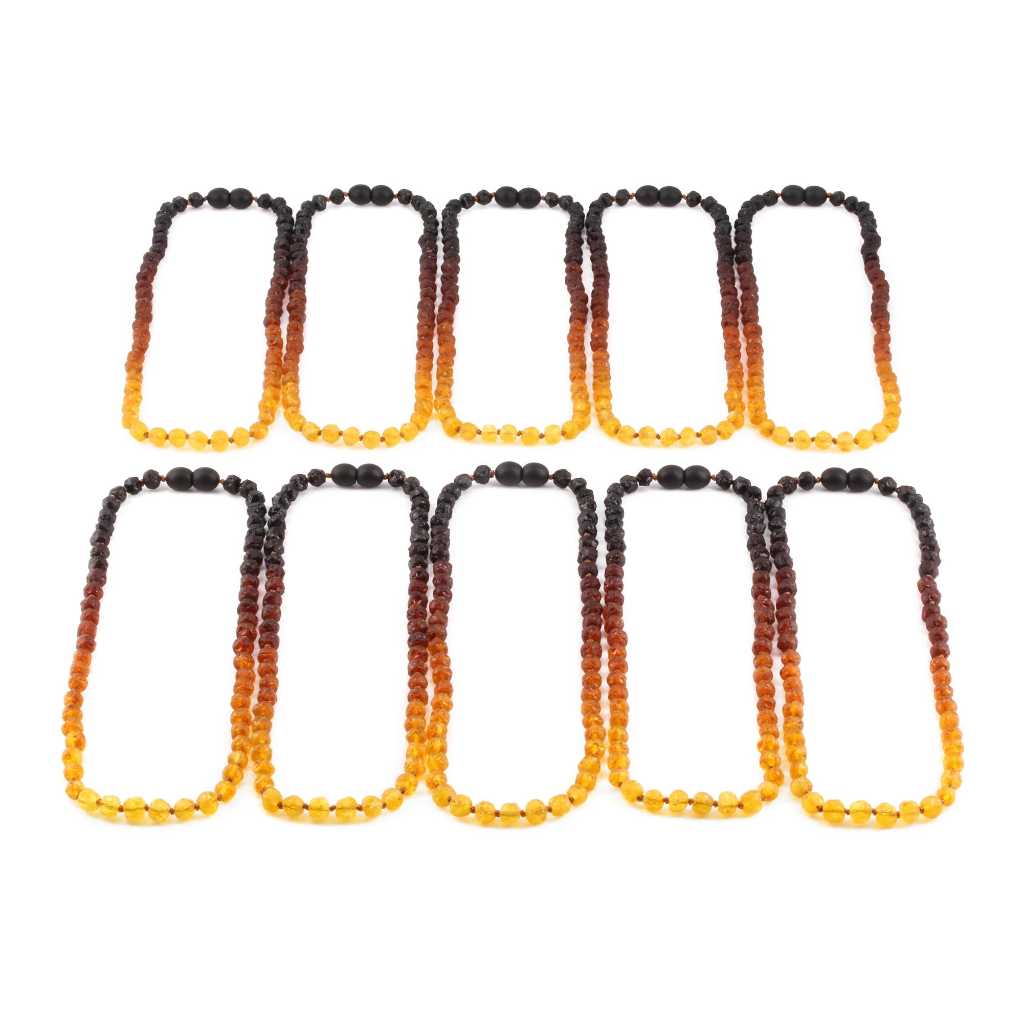 Baltic Amber Junior Necklace Baroque Rainbow Raw Finish - Wholesale Lot of 10pcs - 38cm / 15in - XB54R2-RAW