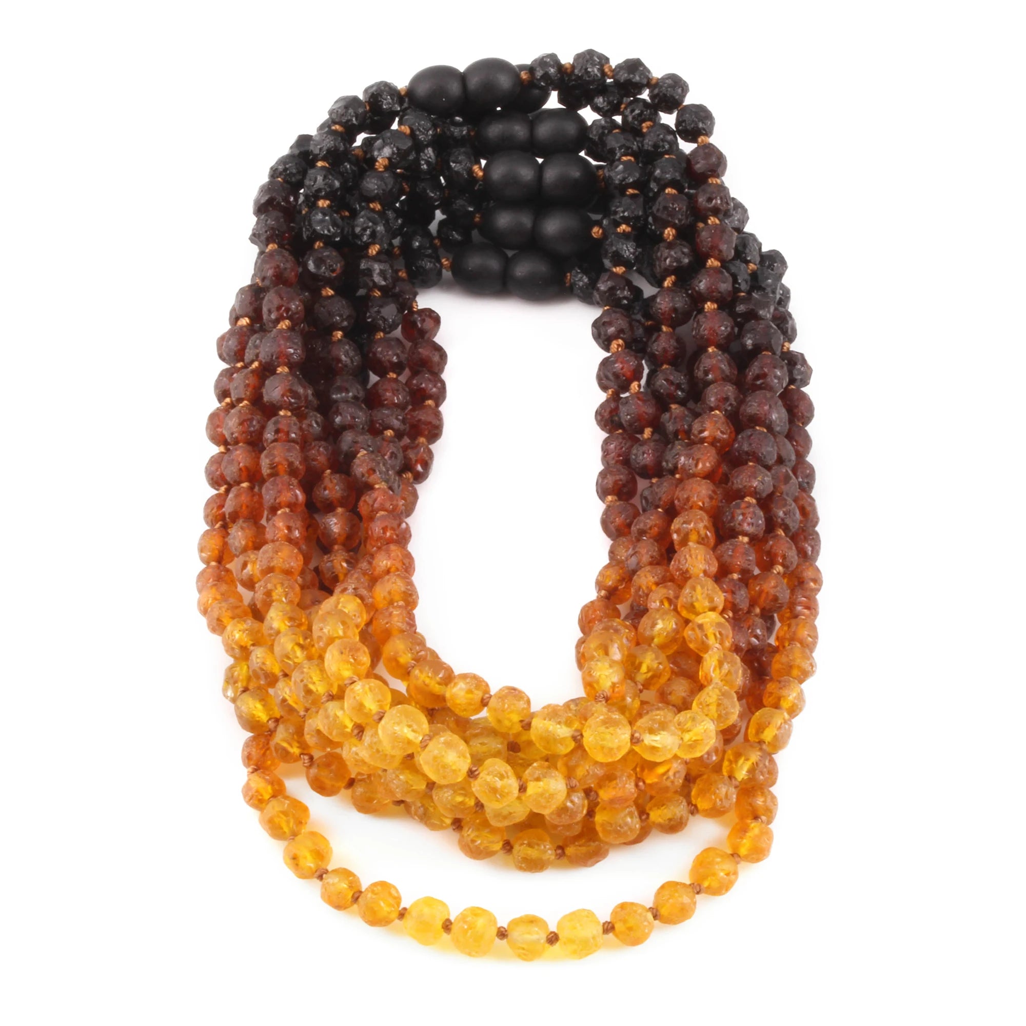 Baltic Amber Junior Necklace Baroque Rainbow Raw Finish - Wholesale Lot of 10pcs - 38cm / 15in - XB54R2-RAW