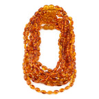 Baltic Amber Junior Necklace Olive Light Cognac Glossy Finish - Wholesale Lot of 10pcs - 38cm / 15in - XO54LC