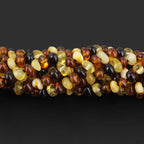 Baltic Amber Junior Necklace Roundel Multicolor Glossy Finish - Wholesale Lot of 10pcs - 38cm / 15in - XR53M2