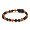 Baltic Amber Baby Teething Bracelet Baroque Black Matte Finish - Wholesale Lot of 10pcs - 14cm / 5.5in - LE552