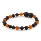 Baltic Amber Baby Teething Bracelet Baroque Black Matte Finish - Wholesale Lot of 10pcs - 14cm / 5.5in - LE552