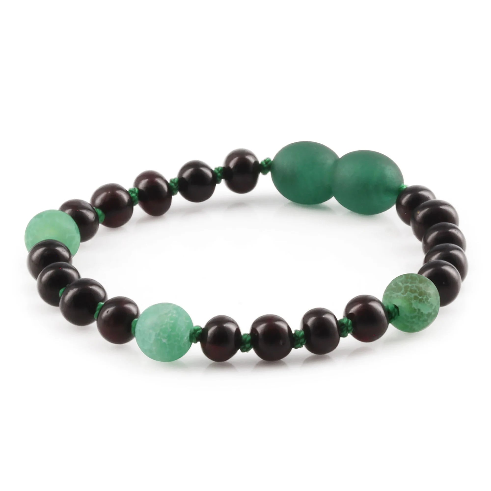 BALTIC AMBER BABY TEETHING BRACELETS WITH GREEN FROST AGATE LOT OF 10pcs. LE550