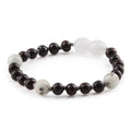 Baltic Amber & Kiwi Jasper Baby Teething Bracelet Baroque Black Glossy Finish - Wholesale Lot of 10pcs - 14cm / 5.5in - LE551