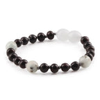 Baltic Amber & Kiwi Jasper Baby Teething Bracelet Baroque Black Glossy Finish - Wholesale Lot of 10pcs - 14cm / 5.5in - LE551